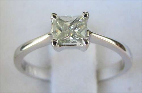 **SPECIAL [R28143]** PRINCESS CUT [0.350ct] SOLITAIRE DIAMOND RING [WHITE GOLD] - BUY SAFE