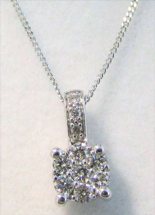 **GLITTERING [R20019]** DIAMOND CLUSTER PENDANT [0.200ct] ROUND CUT + OPTIONAL CHAIN - BUY SAFE