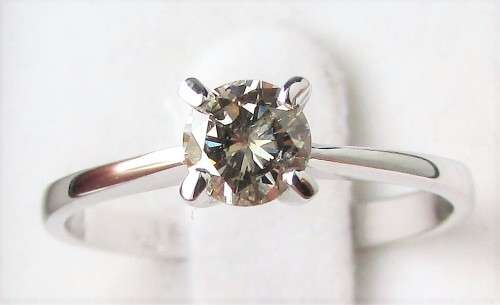 **4 CLAW DESIGN [R26473]** ROUND CUT [0.400ct] SOLITAIRE DIAMOND RING [WHITE GOLD] - BUY SAFE