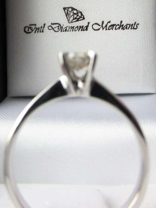 **4 CLAW DESIGN [R26473]** ROUND CUT [0.400ct] SOLITAIRE DIAMOND RING [WHITE GOLD] - BUY SAFE