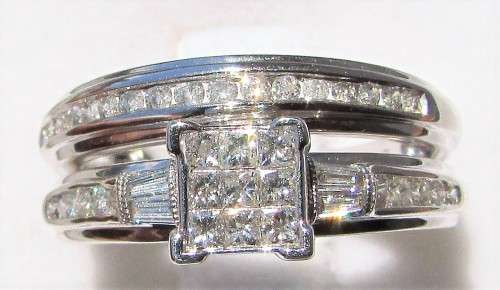 **BEST OF THE BEST [R41896]** BRIDAL TWINSET [1.00ct] PRINCESS DIAMOND RING [WHITE GOLD] - BUY SAFE