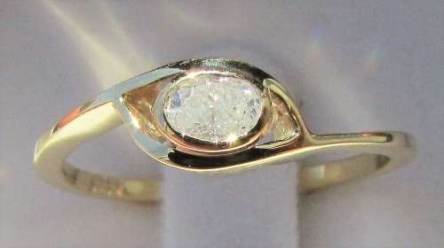 **BRIGHT SPARKLE [R22528]** OVAL CUT [0.215ct] TUBED DIAMOND RING [YELLOW GOLD] - BUY SAFE