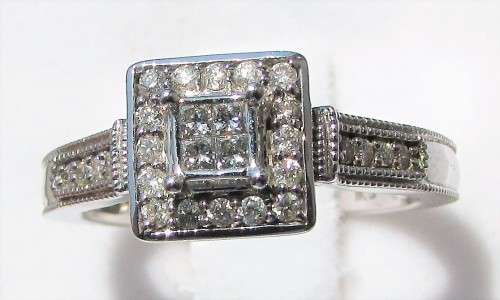 **SPECIAL DEAL [R26083]** DESIGNER DIAMOND  [0.375ct] RING [WHITE GOLD] - BUY SAFE