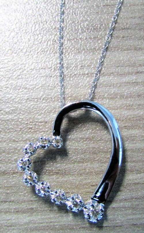 *GLITTERING [R18736]* DIAMOND HEART PENDANT [0.15ct] ROUND CUT [WHITE GOLD] +OPTIONAL CHAIN-BUY SAFE