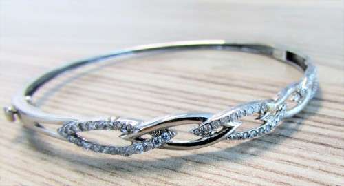 **ONE OF A KIND [R56127]** DIAMOND [1.00cts] BANGLE ROUND CUT [18KT WHITE GOLD] - BUY SAFE