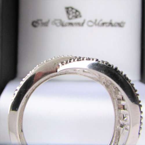 **GLITTERING [R38679]** BLACK / WHITE DIAMOND [0.500ct] ROUND CUT RING [WHITE GOLD] -  **BUY SAFE**