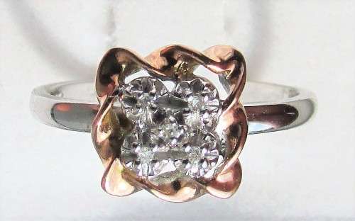 **TOP DEAL [R15419]** HIGH QUALITY [0.100ct] DIAMOND RING [WHITE / ROSE GOLD] - **BUY SAFE**