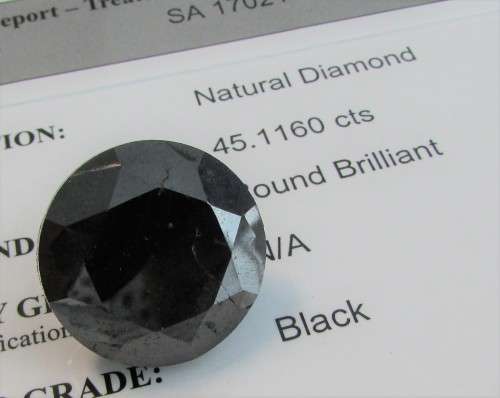 **10 YEAR PROMO** RARE MUSEUM SIZE [ 45.116ct ] ROUND CUT BLACK DIAMOND - [CERTIFIED] - BUY SAFE