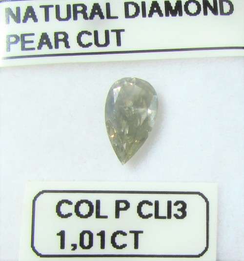 **NATURAL DIAMOND** UNIQUE [1.010ct] PEAR CUT [ COLOUR P ] DIAMOND STARTING AT R1 - BUY SAFE