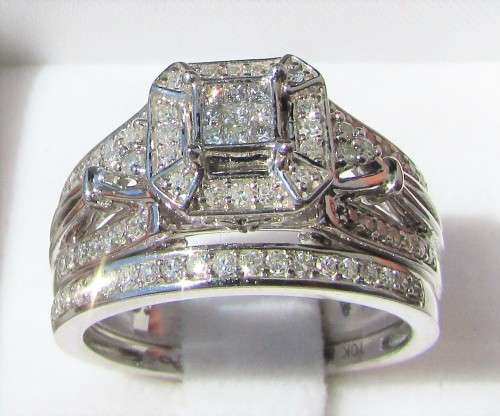 **BEST OF THE BEST [R45896]** BRIDAL TWINSET [1.00ct] PRINCESS DIAMOND RING [WHITE GOLD] - BUY SAFE