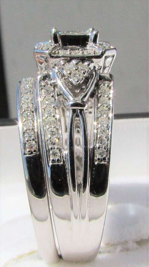 **BEST OF THE BEST [R45896]** BRIDAL TWINSET [1.00ct] PRINCESS DIAMOND RING [WHITE GOLD] - BUY SAFE