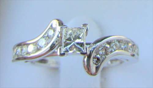 **JAW DROPPING [R40349]** PRINCESS CUT [1.00ct] DIAMOND [SI2] SWIRL RING [WHITE GOLD] - BUY SAFE