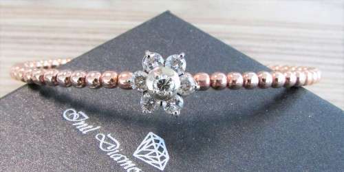 **ONE OF A KIND [R66127]** DIAMOND [1.050cts] FLEX BANGLE ROUND CUT [18KT PINK GOLD] - **SEE VIDEO**