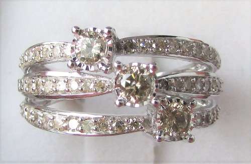 **SPARKLY [R54528]** TRILOGY [1.250ct] DIAMOND RING [4.390g] SOLID WHITE GOLD - **SEE VIDEO**