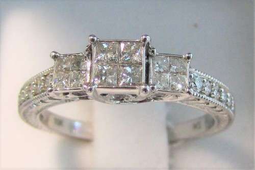 **PRINCESS TRILOGY [R41152]** DIAMOND RING [0.650ct] INVISIBLE SETTING [WHITE GOLD] - **BUY SAFE**