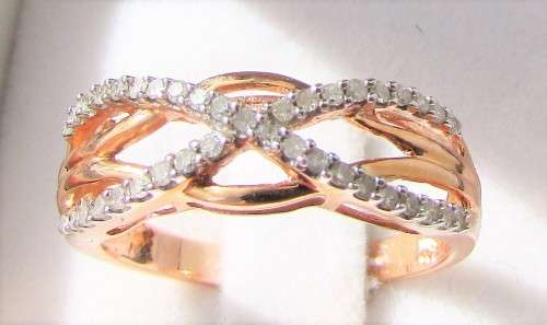 **NEW DESIGN [R28419]** CROSSOVER STYLE [0.300ct] DIAMOND RING [ROSE GOLD] - **BUY SAFE**