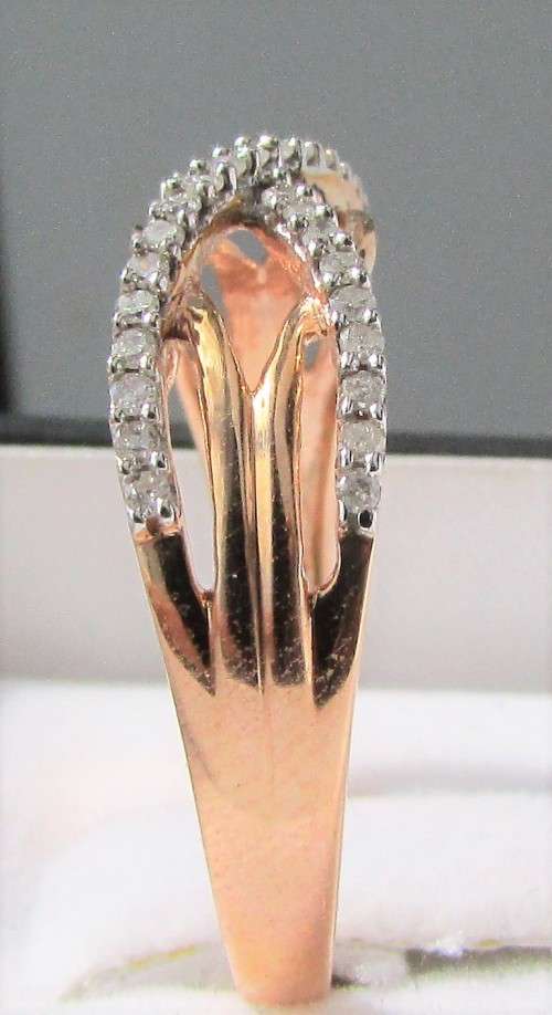 **NEW DESIGN [R28419]** CROSSOVER STYLE [0.300ct] DIAMOND RING [ROSE GOLD] - **BUY SAFE**