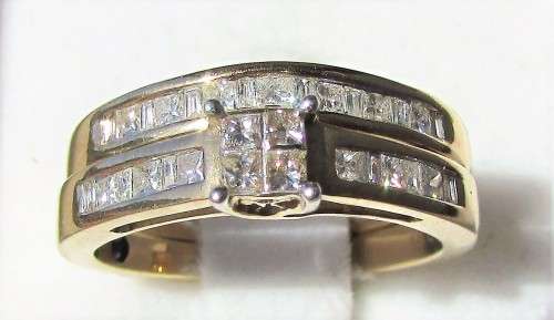 **BEST OF THE BEST [R45896]** BRIDAL TWINSET [1.00ct] PRINCESS DIAMOND RING [YELLOW GOLD] - BUY SAFE