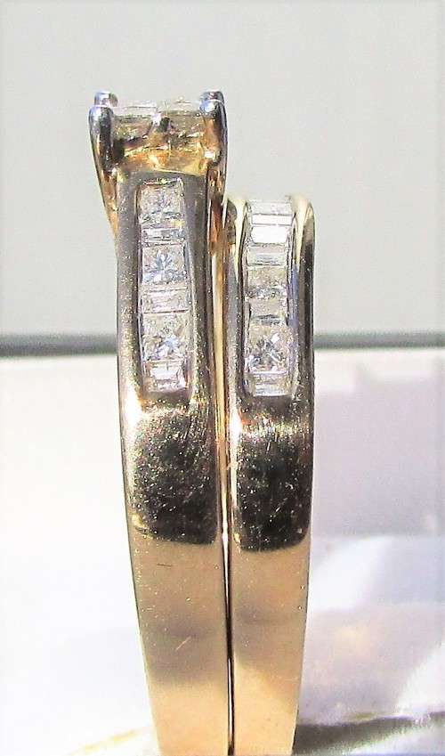 **BEST OF THE BEST [R45896]** BRIDAL TWINSET [1.00ct] PRINCESS DIAMOND RING [YELLOW GOLD] - BUY SAFE