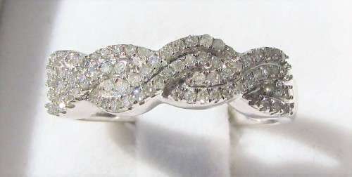 **TWISTED DESIGN [R33385]** ROUND BRILLIANT CUT [0.450ct] DIAMOND BAND [WHITE GOLD] - BUY SAFE