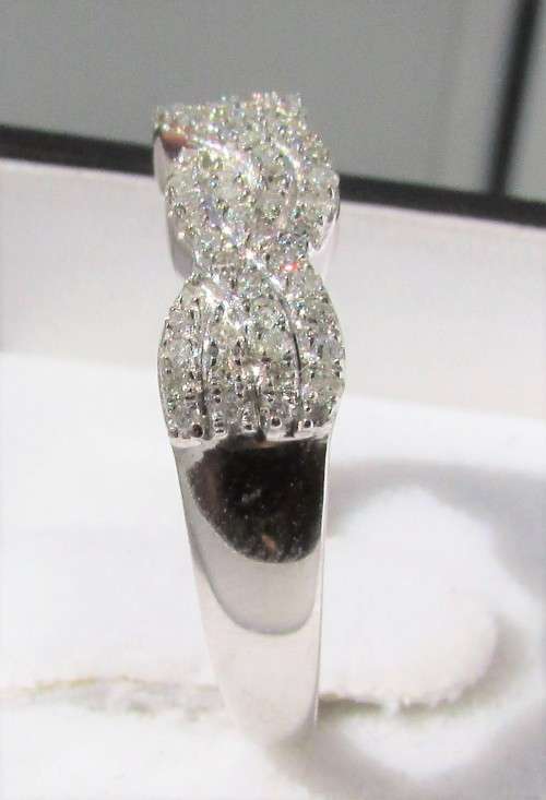 **TWISTED DESIGN [R33385]** ROUND BRILLIANT CUT [0.450ct] DIAMOND BAND [WHITE GOLD] - BUY SAFE