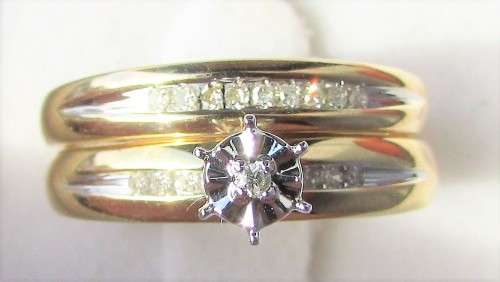 **SUPER DEAL [R22596]** BRIDAL TWINSET [0.226ct] DIAMOND RINGS [YELLOW GOLD] - **SEE VIDEO**
