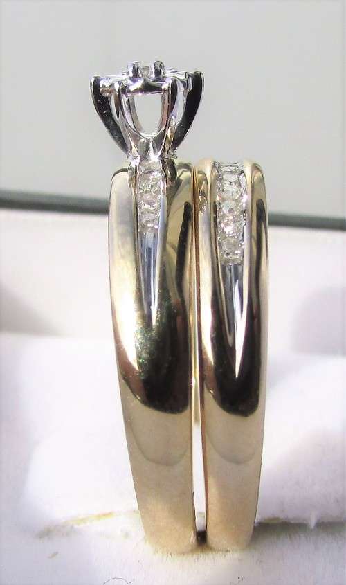 **SUPER DEAL [R22596]** BRIDAL TWINSET [0.226ct] DIAMOND RINGS [YELLOW GOLD] - **SEE VIDEO**