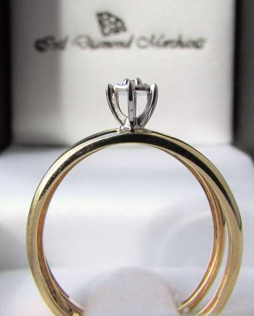 **SUPER DEAL [R22596]** BRIDAL TWINSET [0.226ct] DIAMOND RINGS [YELLOW GOLD] - **SEE VIDEO**