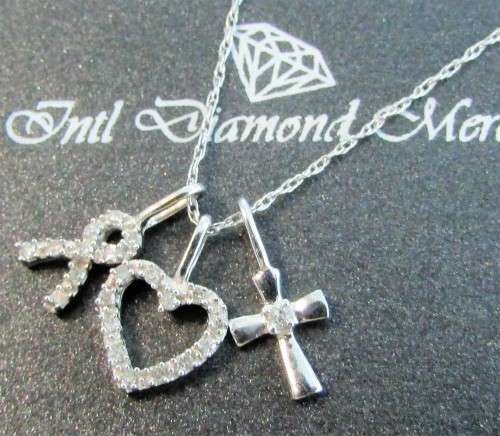 **INCREDIBLE DEAL [R18015]** 3 CHARMS [0.200ct] DIAMOND PENDANTS + OPTIONAL CHAIN  - BUY SAFE