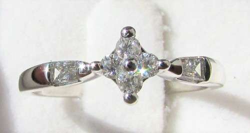 **NEW DESIGN [R28419]** ROUND / BAGUETTE CUT [0.350ct] DIAMOND RING [WHITE GOLD] - **BUY SAFE**