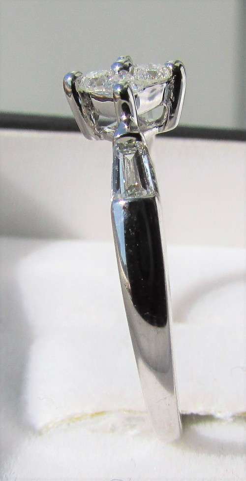 **NEW DESIGN [R28419]** ROUND / BAGUETTE CUT [0.350ct] DIAMOND RING [WHITE GOLD] - **BUY SAFE**