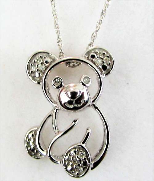 **UNUSUAL PIECE [R15285]** TEDDY [0.150ct] DIAMOND PENDANT + OPTIONAL CHAIN  - BUY SAFE