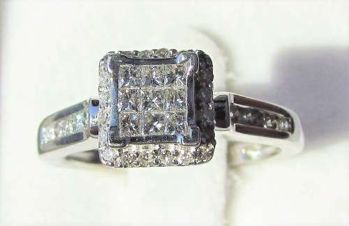 **PRINCESS DESIGNER [R41152]** DIAMOND RING [0.600ct] INVISIBLE SETTING [WHITE GOLD] - BUY SAFE