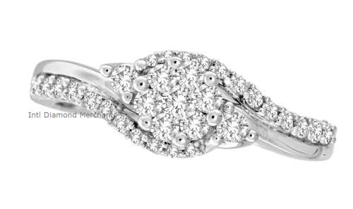 **SPECIAL DEAL [R38083]** SWIRL DESIGN [0.710ct] DIAMOND CLUSTER RING [WHITE GOLD] - BUY SAFE