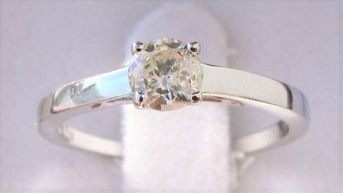 **4 CLAW DESIGN [R29473]** ROUND CUT [0.400ct] SOLITAIRE DIAMOND RING [WHITE GOLD] - BUY SAFE