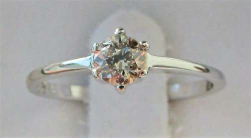 **6 CLAW DESIGN [R26473]** ROUND CUT [0.340ct] SOLITAIRE [SI3] DIAMOND RING [WHITE GOLD] - BUY SAFE