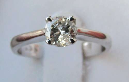 **4 CLAW DESIGN [R27473]** ROUND CUT [0.400ct] SOLITAIRE DIAMOND RING [WHITE GOLD] - BUY SAFE