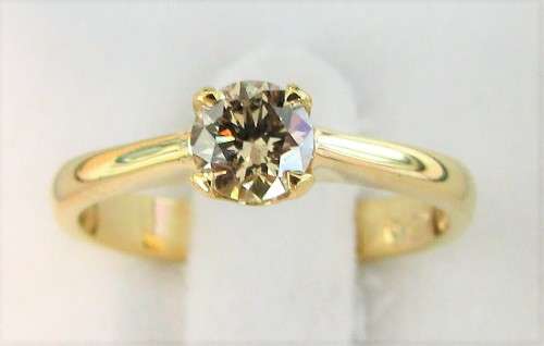 **U COLLET DESIGN [R23473]** ROUND CUT [0.415ct] SOLITAIRE DIAMOND RING [YELLOW GOLD] - BUY SAFE