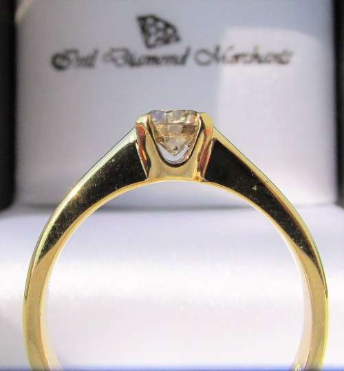 **U COLLET DESIGN [R23473]** ROUND CUT [0.415ct] SOLITAIRE DIAMOND RING [YELLOW GOLD] - BUY SAFE