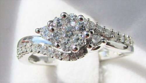 **ULTRA SPARKLY [R38083]** SWIRL DESIGN [0.715ct] DIAMOND [SI3] RING [WHITE GOLD] - BUY SAFE