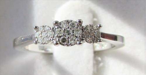 **NEW COLLECTION [R21639]** DESIGNER [0.225ct] TRILOGY CLUSTER DIAMOND RING [WHITE GOLD] - BUY SAFE