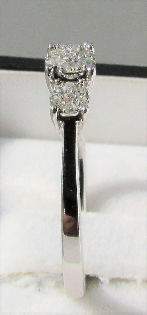 **NEW COLLECTION [R21639]** DESIGNER [0.225ct] TRILOGY CLUSTER DIAMOND RING [WHITE GOLD] - BUY SAFE