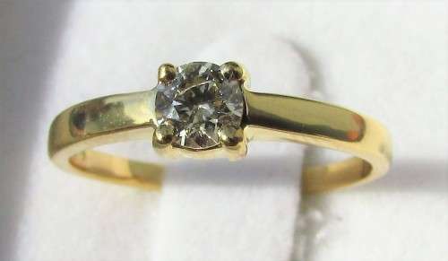 **GORGEOUS [R27659]** ROUND CUT [0.415ct] SOLITAIRE [SI3] DIAMOND RING [YELLOW GOLD] - BUY SAFE