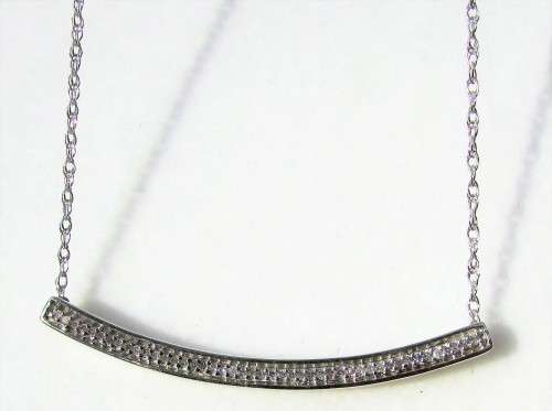 **DIAMOND BAR DESIGN [R17679]** PENDANT [0.200ct] ROUND CUT + OPTIONAL CHAIN [WHITE GOLD] - BUY SAFE