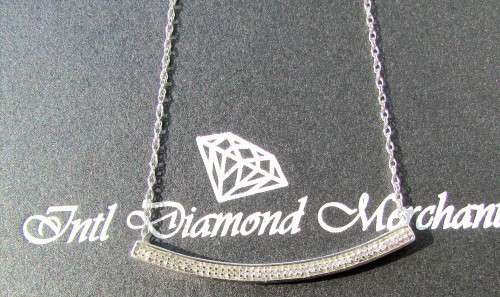 **DIAMOND BAR DESIGN [R17679]** PENDANT [0.200ct] ROUND CUT + OPTIONAL CHAIN [WHITE GOLD] - BUY SAFE