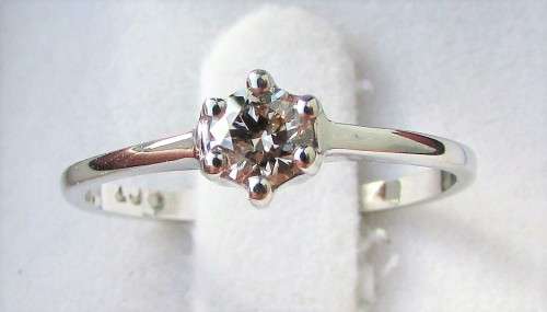 **6 CLAW DESIGN [R23231]** ROUND CUT [0.260ct] SOLITAIRE DIAMOND RING [WHITE GOLD] - BUY SAFE