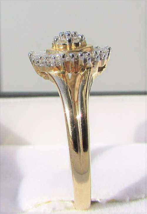 **GORGEOUS [R30158]** CLUSTER DIAMOND [0.450ct] ROUND/BAGUETTE CUT RING [YELLOW GOLD] - BUY SAFE