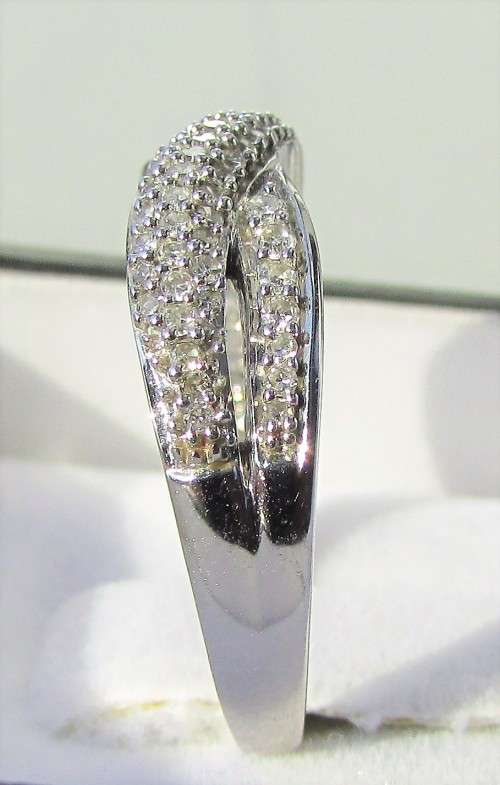 **NEW DESIGN [R34419]** CROSSOVER STYLE [0.500ct] DIAMOND RING [WHITE GOLD] - **BUY SAFE**