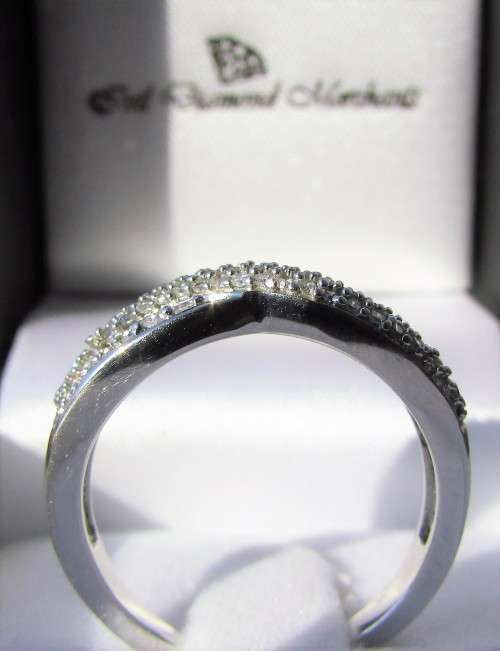 **NEW DESIGN [R34419]** CROSSOVER STYLE [0.500ct] DIAMOND RING [WHITE GOLD] - **BUY SAFE**