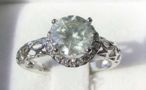 **CERTIFIED [R81542]** HUGE DIAMOND [1.508ct] HALO RING [18KT WHITE GOLD] - *BUY SAFE*